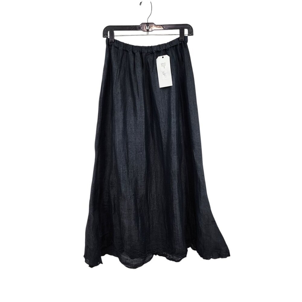 Cynthia Ashby Women's Black Silk Blend A-Line Midi Skirt - S